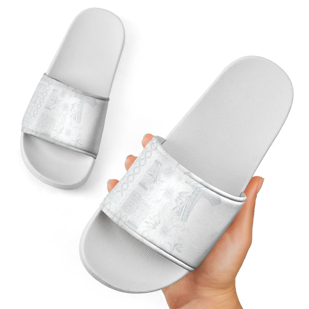 Samoa AIGA Mamanu Siapo Malu Motifs Slide Sandals Lotu a Tamaiti White Ver