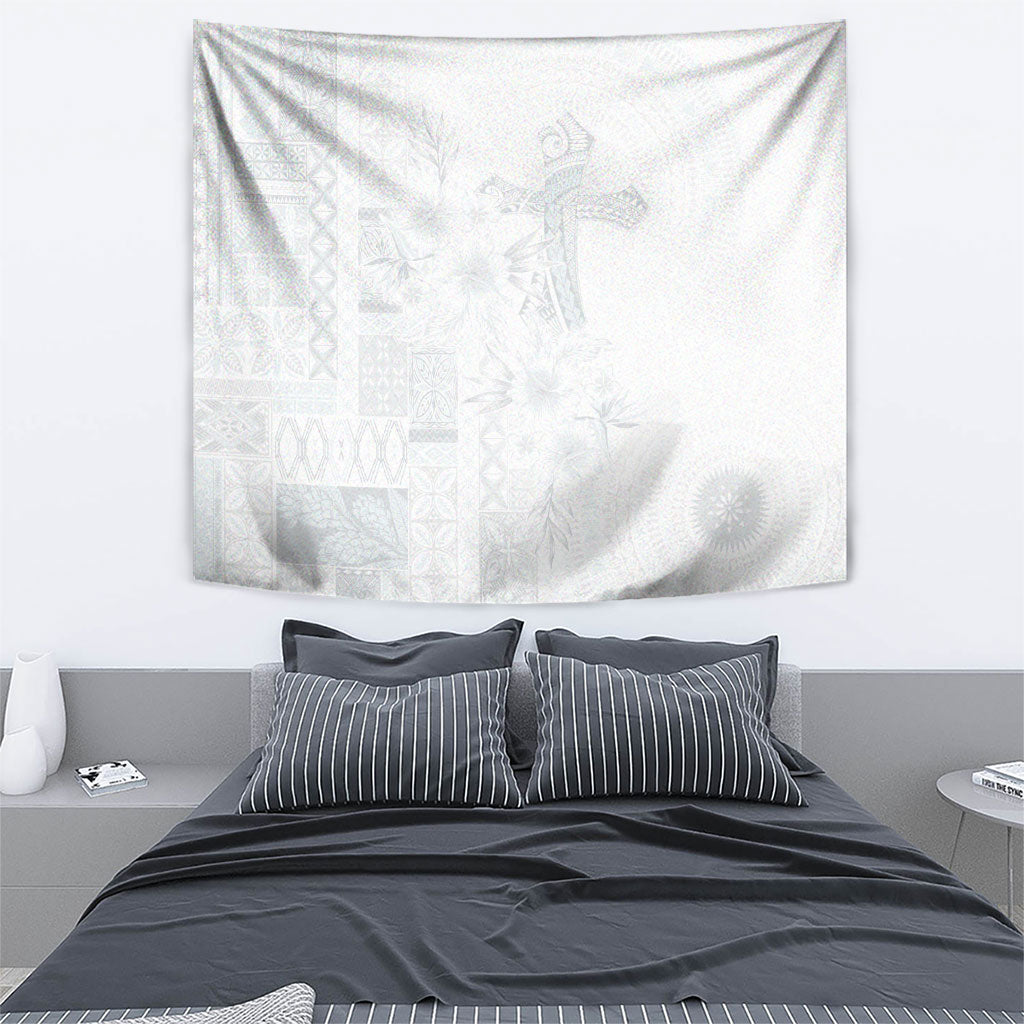 Samoa AIGA Mamanu Siapo Malu Motifs Tapestry Lotu a Tamaiti White Ver