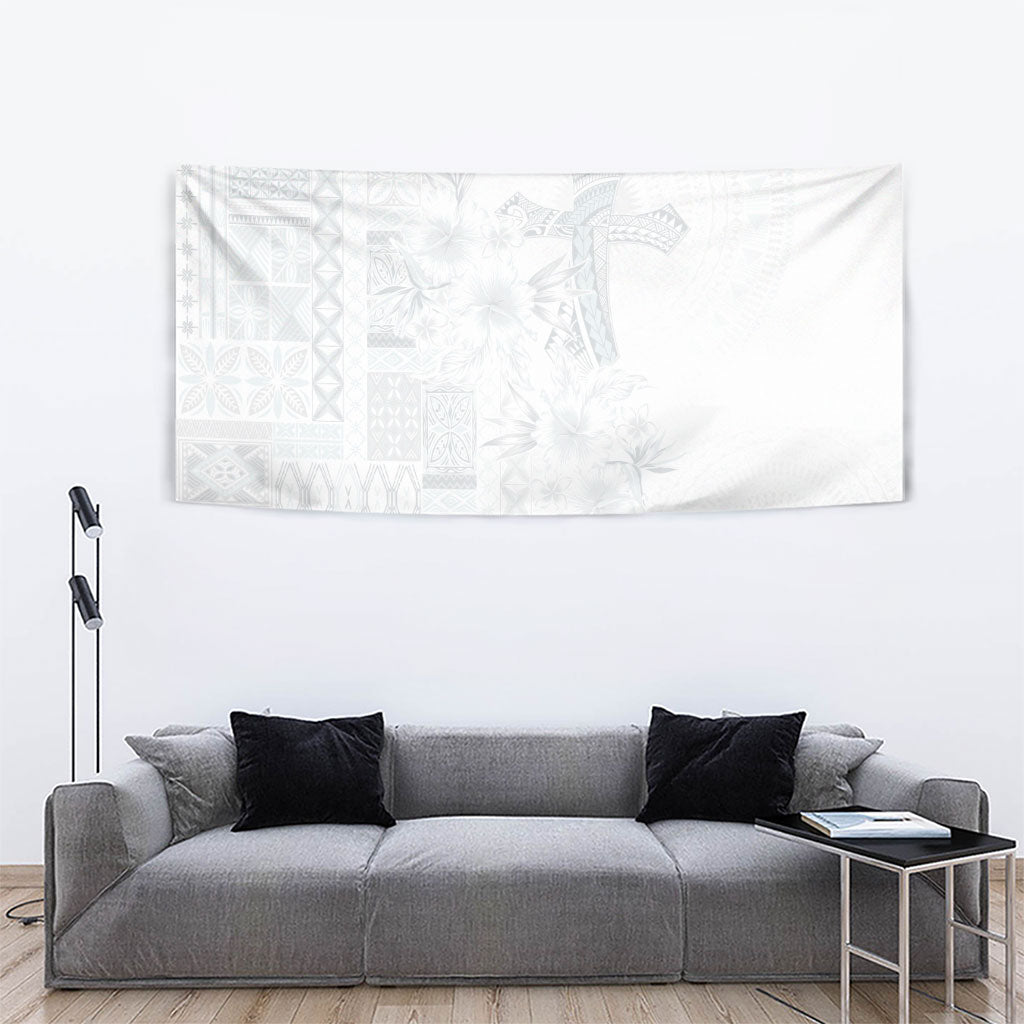 Samoa AIGA Mamanu Siapo Malu Motifs Tapestry Lotu a Tamaiti White Ver