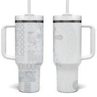 Samoa AIGA Mamanu Siapo Malu Motifs Tumbler With Handle Lotu a Tamaiti White Ver LT7 One Size: 40 oz White - Polynesian Pride