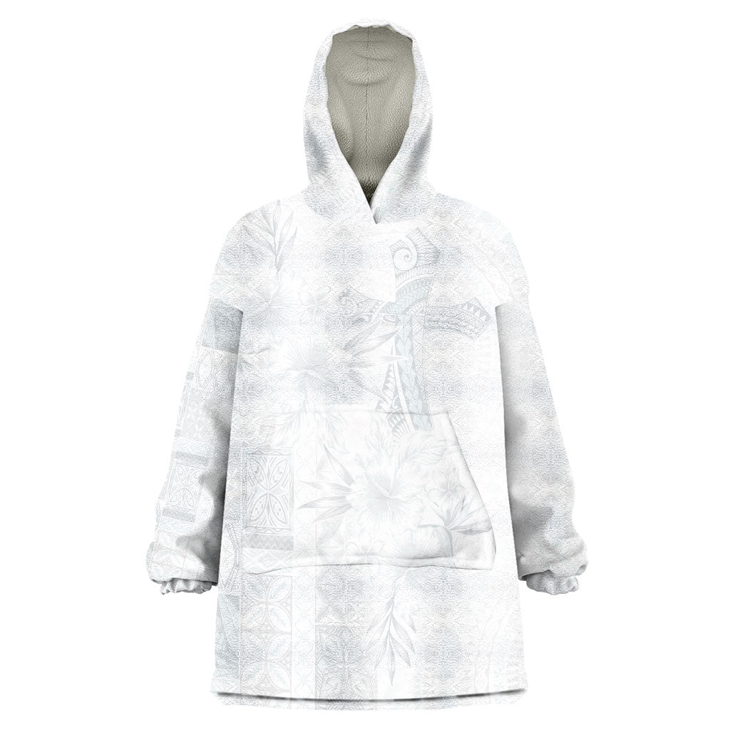Samoa AIGA Mamanu Siapo Malu Motifs Wearable Blanket Hoodie Lotu a Tamaiti White Ver