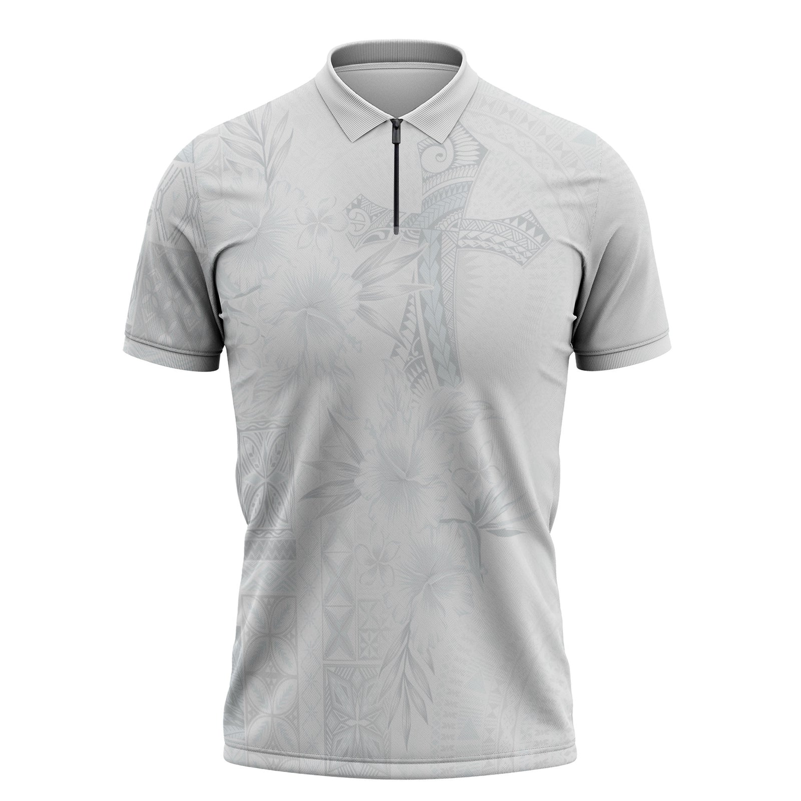 Samoa AIGA Mamanu Siapo Malu Motifs Zipper Polo Shirt Lotu a Tamaiti White Ver