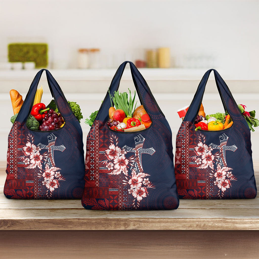 Samoa AIGA Mamanu Siapo Malu Motifs Grocery Bag Flag Color