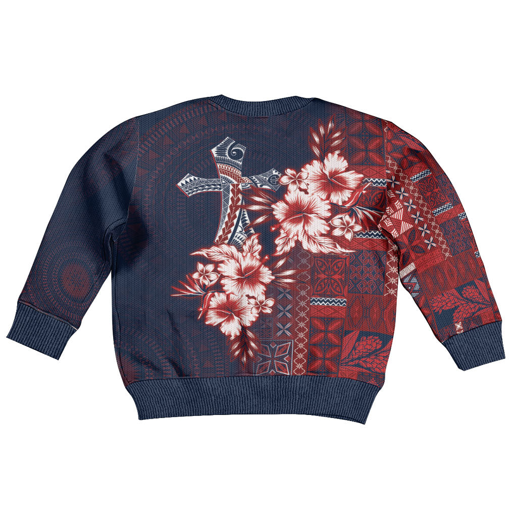 Samoa AIGA Mamanu Siapo Malu Motifs Kid Ugly Christmas Sweater Flag Color