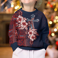 Samoa AIGA Mamanu Siapo Malu Motifs Kid Ugly Christmas Sweater Flag Color