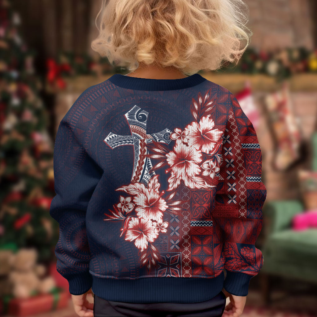 Samoa AIGA Mamanu Siapo Malu Motifs Kid Ugly Christmas Sweater Flag Color