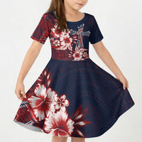 Samoa AIGA Mamanu Siapo Malu Motifs Kid Short Sleeve Dress Flag Color