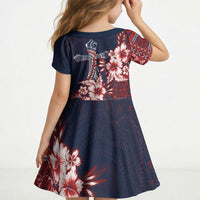Samoa AIGA Mamanu Siapo Malu Motifs Kid Short Sleeve Dress Flag Color