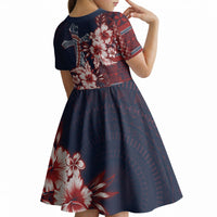 Samoa AIGA Mamanu Siapo Malu Motifs Kid Short Sleeve Dress Flag Color