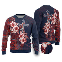 Samoa AIGA Mamanu Siapo Malu Motifs Ugly Christmas Sweater Flag Color