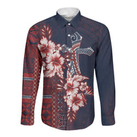 Samoa AIGA Mamanu Siapo Malu Motifs Long Sleeve Button Shirt Flag Color