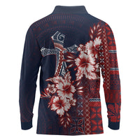Samoa AIGA Mamanu Siapo Malu Motifs Long Sleeve Polo Shirt Flag Color