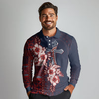 Samoa AIGA Mamanu Siapo Malu Motifs Long Sleeve Polo Shirt Flag Color