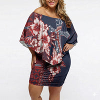 Samoa AIGA Mamanu Siapo Malu Motifs Off Shoulder Short Dress Flag Color