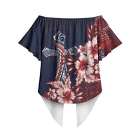 Samoa AIGA Mamanu Siapo Malu Motifs Off Shoulder Wrap Waist Top Flag Color