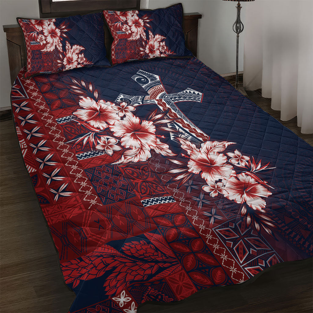 Samoa AIGA Mamanu Siapo Malu Motifs Quilt Bed Set Flag Color