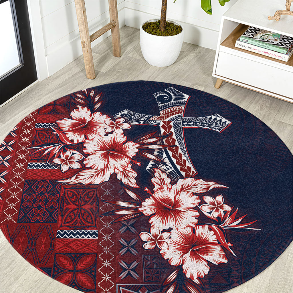 Samoa AIGA Mamanu Siapo Malu Motifs Round Carpet Flag Color