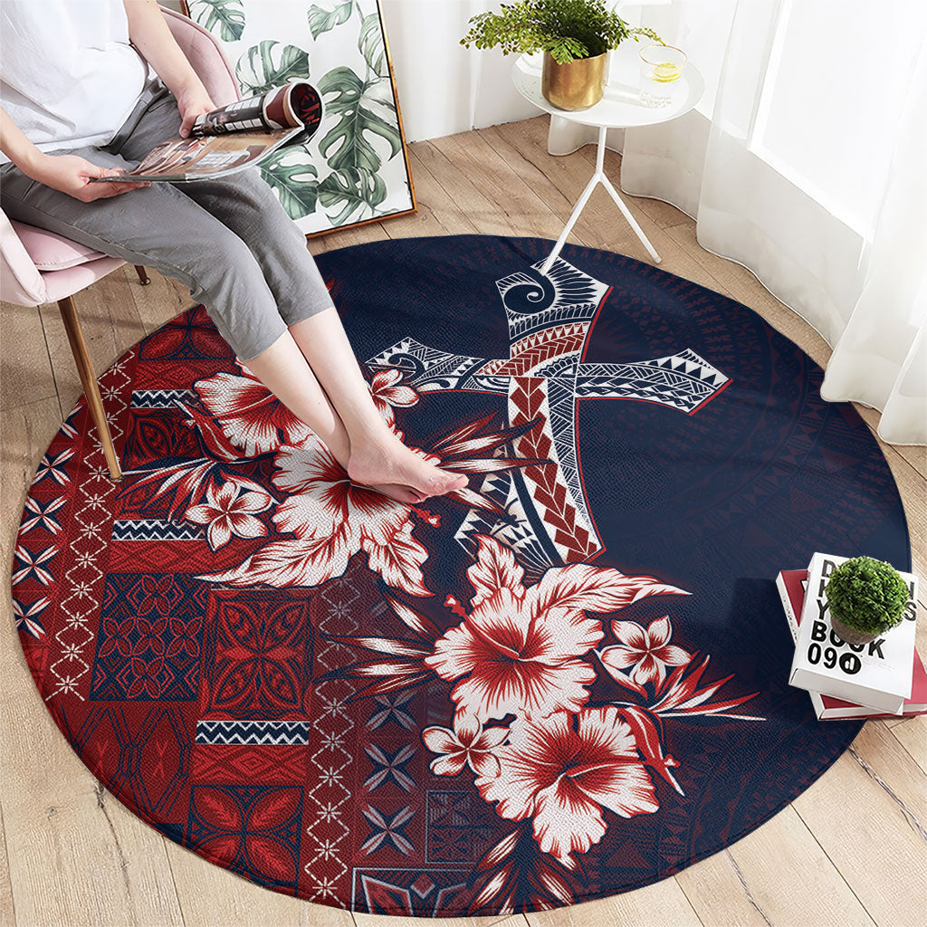 Samoa AIGA Mamanu Siapo Malu Motifs Round Carpet Flag Color