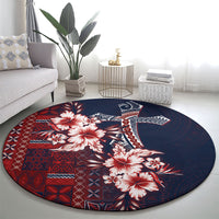 Samoa AIGA Mamanu Siapo Malu Motifs Round Carpet Flag Color