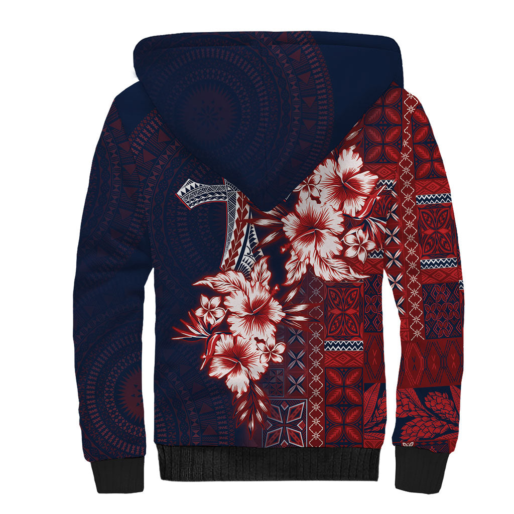 Samoa AIGA Mamanu Siapo Malu Motifs Sherpa Hoodie Flag Color