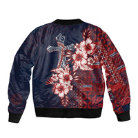 Samoa AIGA Mamanu Siapo Malu Motifs Sleeve Zip Bomber Jacket Flag Color