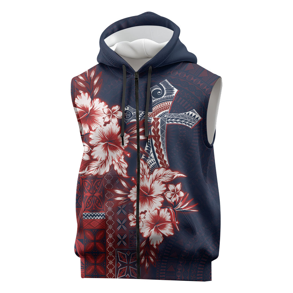 Samoa AIGA Mamanu Siapo Malu Motifs Sleeveless Zip Hoodie Flag Color