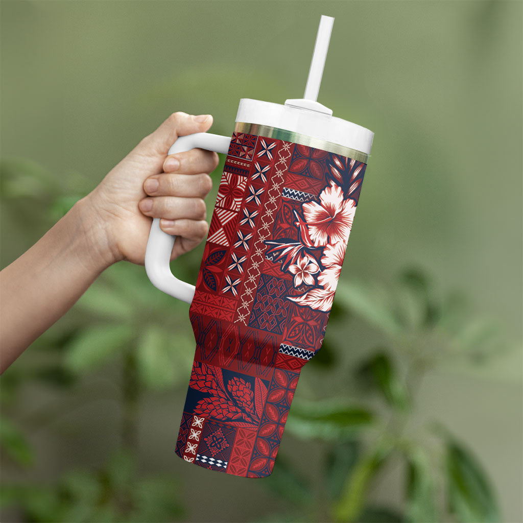 Samoa AIGA Mamanu Siapo Malu Motifs Tumbler With Handle Flag Color