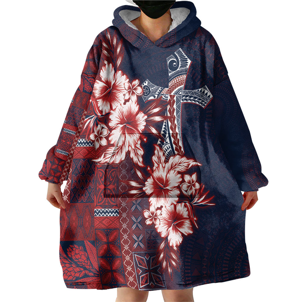 Samoa AIGA Mamanu Siapo Malu Motifs Wearable Blanket Hoodie Flag Color