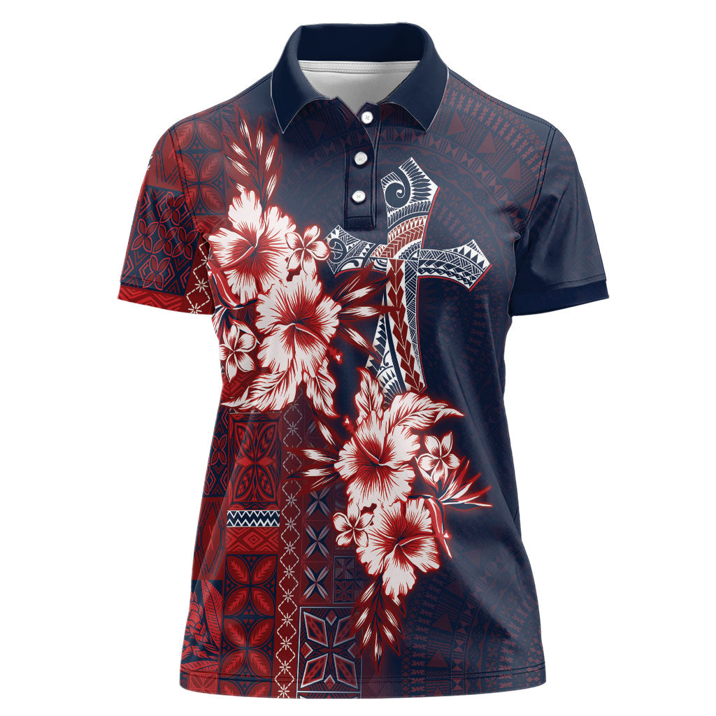 Samoa AIGA Mamanu Siapo Malu Motifs Women Polo Shirt Flag Color