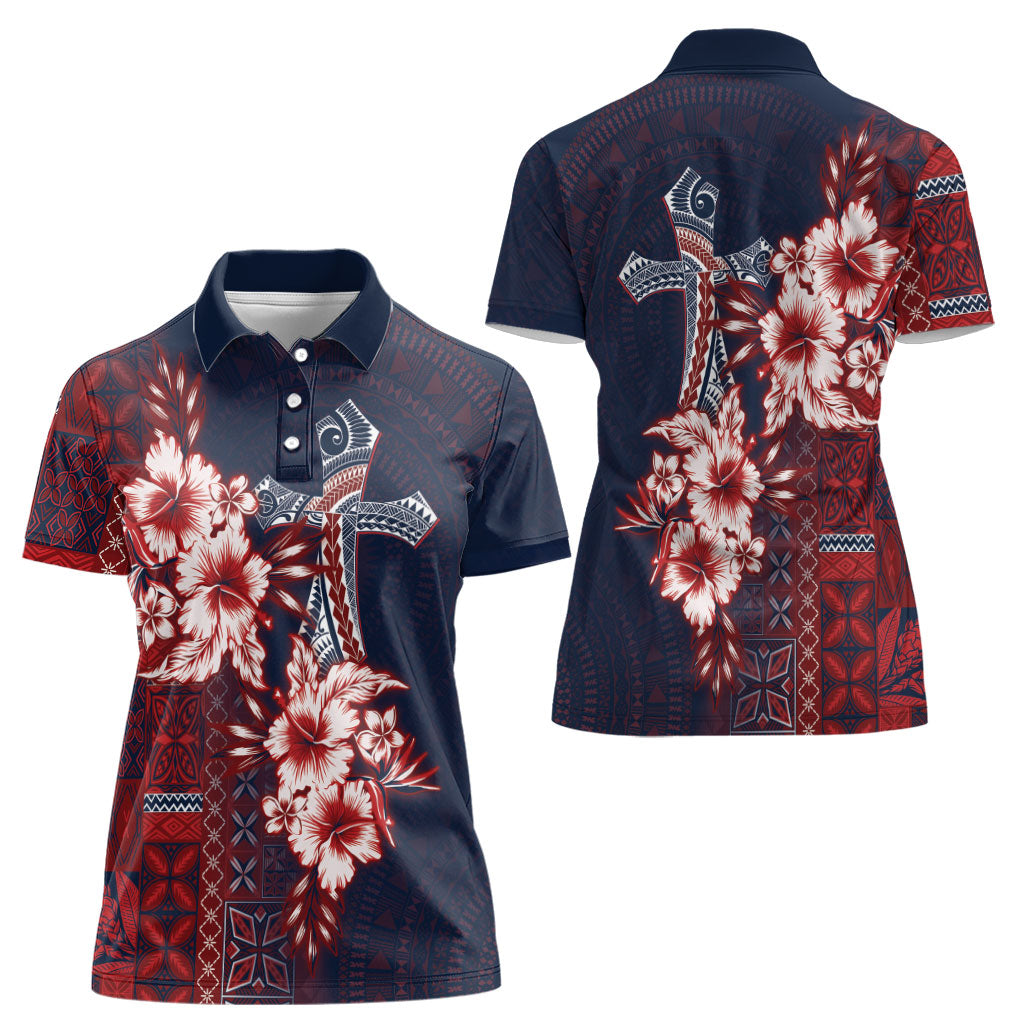 Samoa AIGA Mamanu Siapo Malu Motifs Women Polo Shirt Flag Color