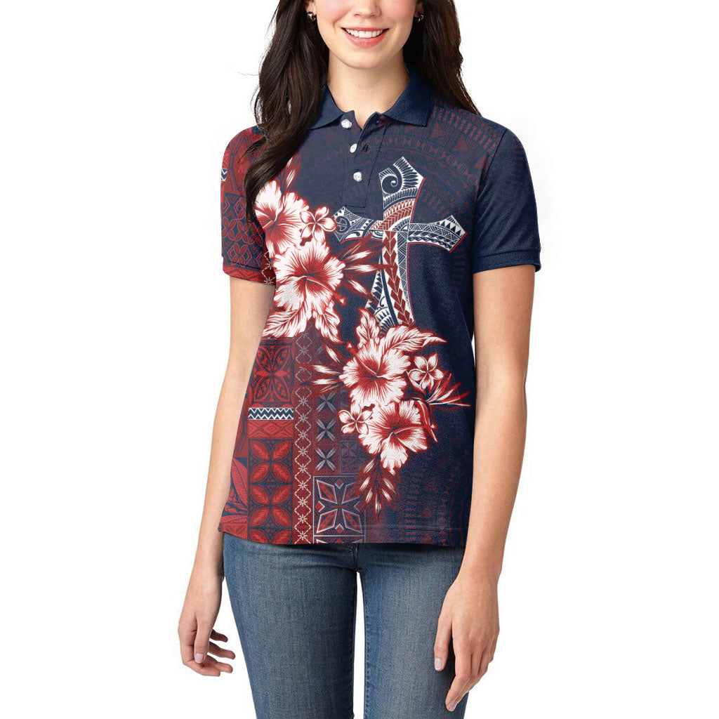 Samoa AIGA Mamanu Siapo Malu Motifs Women Polo Shirt Flag Color