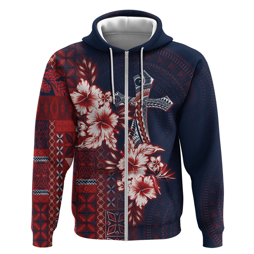 Samoa AIGA Mamanu Siapo Malu Motifs Zip Hoodie Flag Color