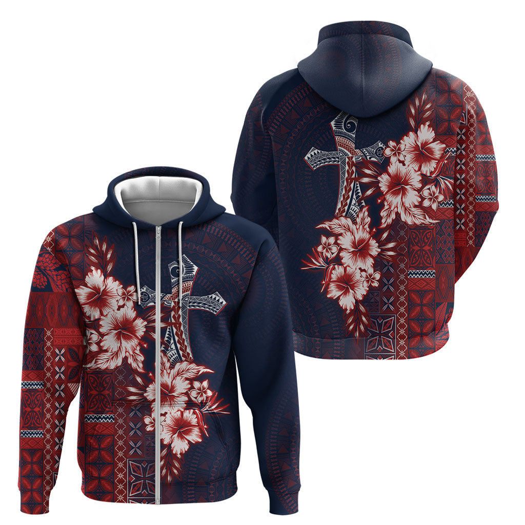 Samoa AIGA Mamanu Siapo Malu Motifs Zip Hoodie Flag Color