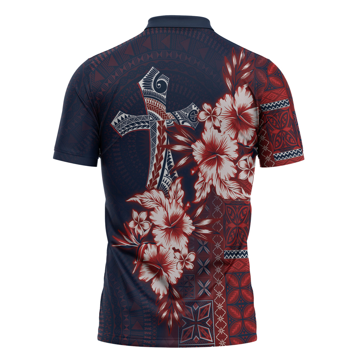 Samoa AIGA Mamanu Siapo Malu Motifs Zipper Polo Shirt Flag Color