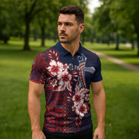 Samoa AIGA Mamanu Siapo Malu Motifs Zipper Polo Shirt Flag Color