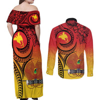 Papua New Guinea 50 Years Couples Matching Off Shoulder Maxi Dress and Long Sleeve Button Shirt Motuan Motifs LT7 - Polynesian Pride