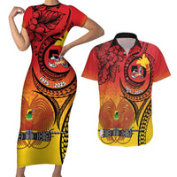 Papua New Guinea 50 Years Couples Matching Short Sleeve Bodycon Dress and Hawaiian Shirt Motuan Motifs LT7 Colorful - Polynesian Pride