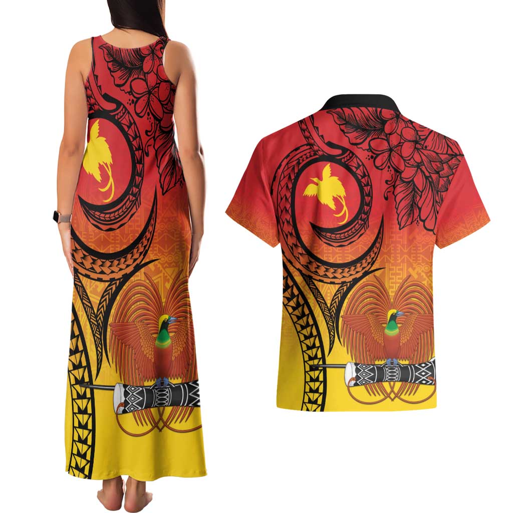 Papua New Guinea 50 Years Couples Matching Tank Maxi Dress and Hawaiian Shirt Motuan Motifs LT7 - Polynesian Pride