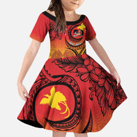 Papua New Guinea 50 Years Family Matching Long Sleeve Bodycon Dress and Hawaiian Shirt Motuan Motifs LT7 Daughter's Dress Colorful - Polynesian Pride