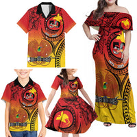 Papua New Guinea 50 Years Family Matching Off Shoulder Maxi Dress and Hawaiian Shirt Motuan Motifs LT7 - Polynesian Pride