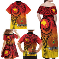 Papua New Guinea 50 Years Family Matching Off Shoulder Maxi Dress and Hawaiian Shirt Motuan Motifs LT7 - Polynesian Pride