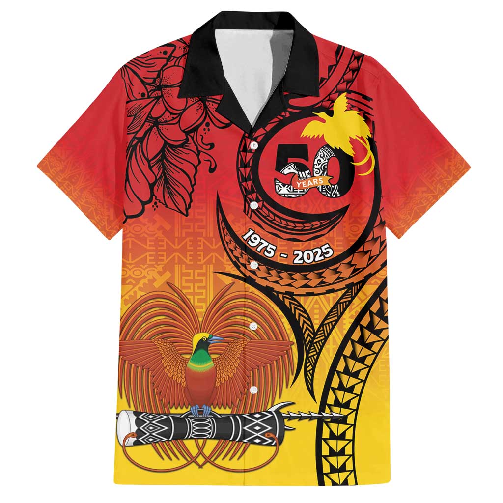 Papua New Guinea 50 Years Family Matching Puletasi and Hawaiian Shirt Motuan Motifs LT7 Dad's Shirt - Short Sleeve Colorful - Polynesian Pride