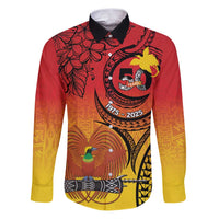 Papua New Guinea 50 Years Family Matching Puletasi and Hawaiian Shirt Motuan Motifs LT7 Dad's Shirt - Long Sleeve Colorful - Polynesian Pride