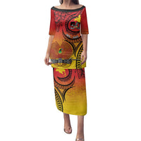 Papua New Guinea 50 Years Family Matching Puletasi and Hawaiian Shirt Motuan Motifs LT7 Mom's Dress Colorful - Polynesian Pride
