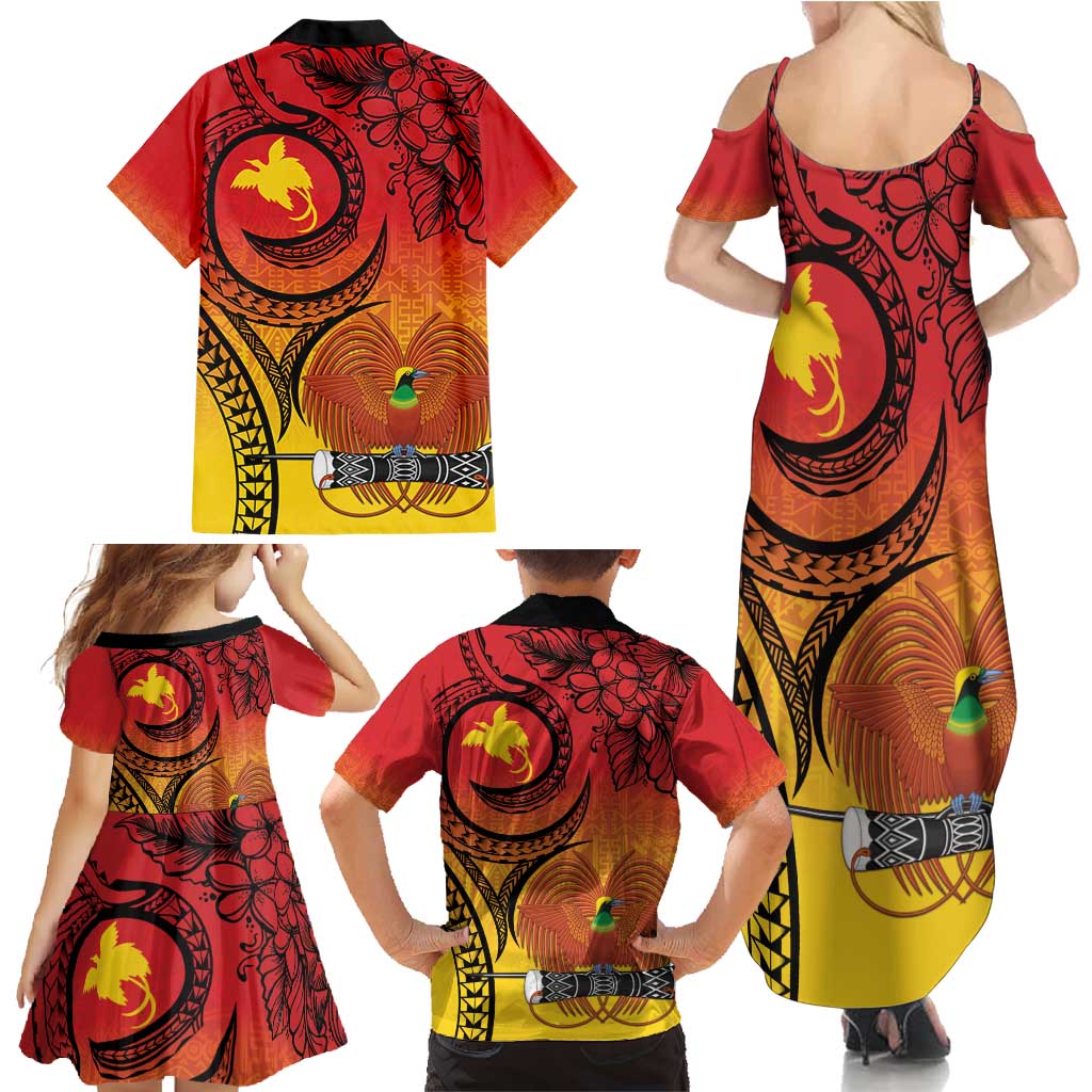 Papua New Guinea 50 Years Family Matching Summer Maxi Dress and Hawaiian Shirt Motuan Motifs LT7 - Polynesian Pride