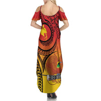 Papua New Guinea 50 Years Family Matching Summer Maxi Dress and Hawaiian Shirt Motuan Motifs LT7 - Polynesian Pride