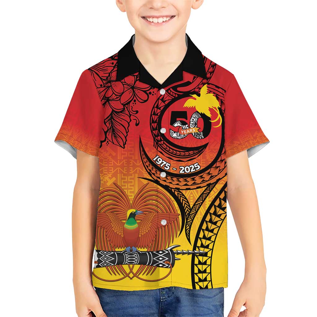 Papua New Guinea 50 Years Kid Hawaiian Shirt Motuan Motifs LT7 Kid Colorful - Polynesian Pride