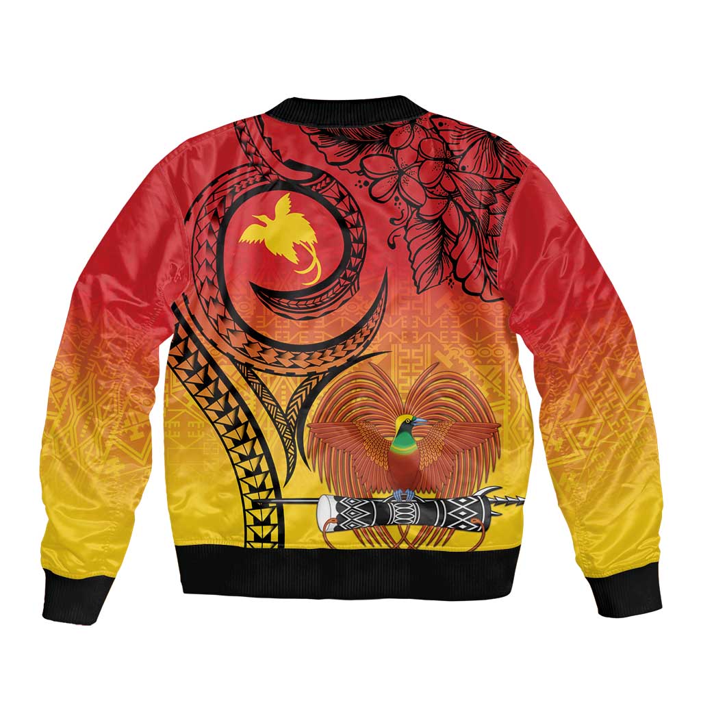 Papua New Guinea 50 Years Sleeve Zip Bomber Jacket Motuan Motifs