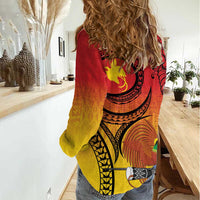 Papua New Guinea 50 Years Women Casual Shirt Motuan Motifs LT7 - Polynesian Pride