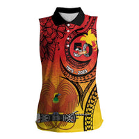 Papua New Guinea 50 Years Women Sleeveless Polo Shirt Motuan Motifs LT7 Female Colorful - Polynesian Pride